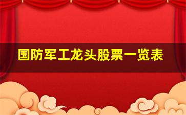 国防军工龙头股票一览表