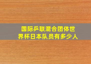 国际乒联混合团体世界杯日本队员有多少人