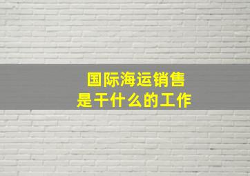 国际海运销售是干什么的工作