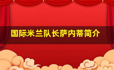 国际米兰队长萨内蒂简介