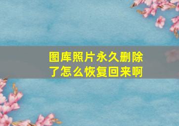 图库照片永久删除了怎么恢复回来啊