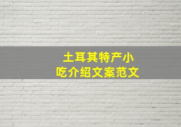 土耳其特产小吃介绍文案范文