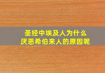 圣经中埃及人为什么厌恶希伯来人的原因呢