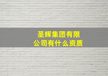 圣辉集团有限公司有什么资质