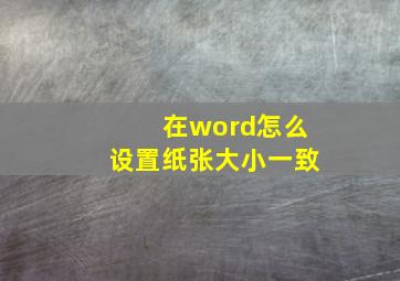 在word怎么设置纸张大小一致