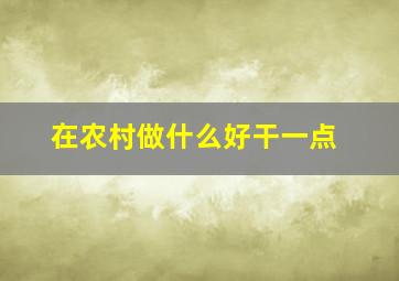 在农村做什么好干一点