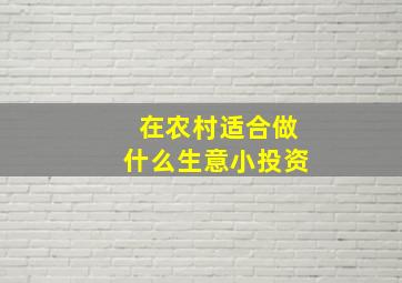 在农村适合做什么生意小投资