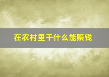 在农村里干什么能赚钱