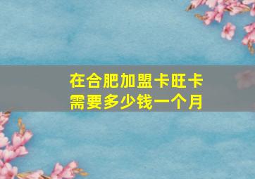 在合肥加盟卡旺卡需要多少钱一个月