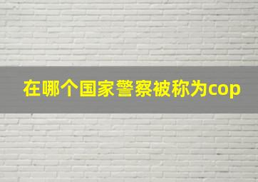 在哪个国家警察被称为cop