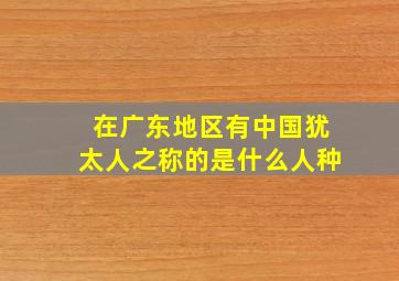 在广东地区有中国犹太人之称的是什么人种