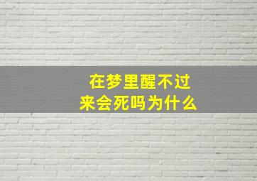 在梦里醒不过来会死吗为什么