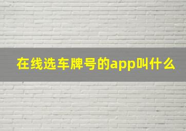 在线选车牌号的app叫什么