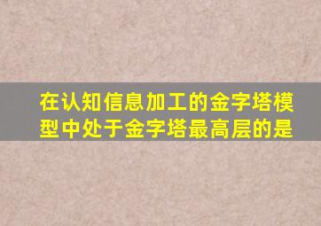 在认知信息加工的金字塔模型中处于金字塔最高层的是