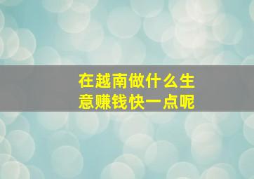 在越南做什么生意赚钱快一点呢