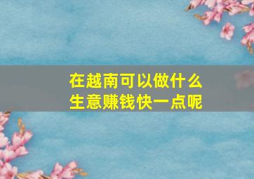 在越南可以做什么生意赚钱快一点呢