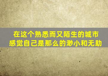 在这个熟悉而又陌生的城市感觉自己是那么的渺小和无助