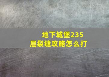 地下城堡235层裂缝攻略怎么打