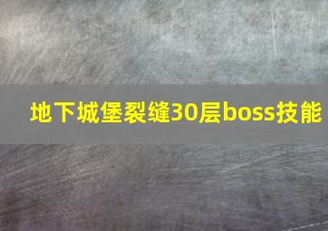 地下城堡裂缝30层boss技能