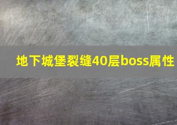 地下城堡裂缝40层boss属性