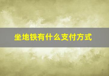 坐地铁有什么支付方式