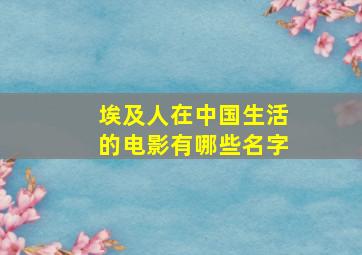 埃及人在中国生活的电影有哪些名字