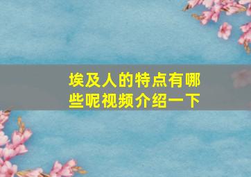 埃及人的特点有哪些呢视频介绍一下