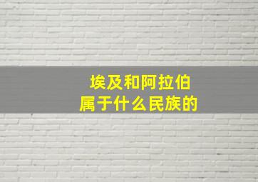 埃及和阿拉伯属于什么民族的