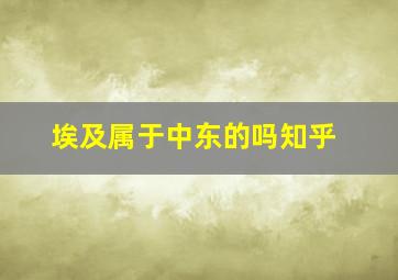 埃及属于中东的吗知乎