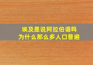 埃及是说阿拉伯语吗为什么那么多人口普遍