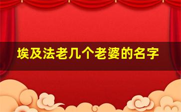 埃及法老几个老婆的名字