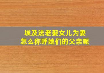 埃及法老娶女儿为妻怎么称呼她们的父亲呢