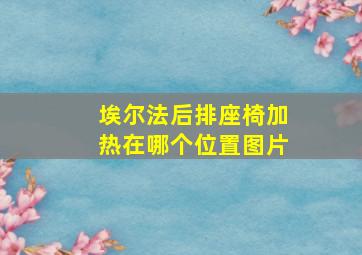 埃尔法后排座椅加热在哪个位置图片