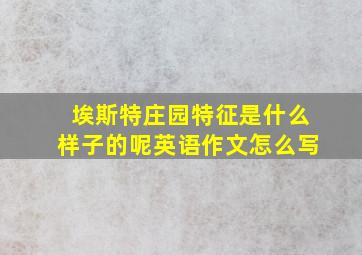 埃斯特庄园特征是什么样子的呢英语作文怎么写