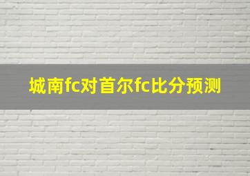 城南fc对首尔fc比分预测