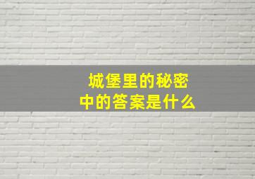 城堡里的秘密中的答案是什么