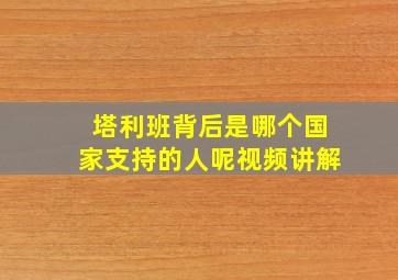 塔利班背后是哪个国家支持的人呢视频讲解