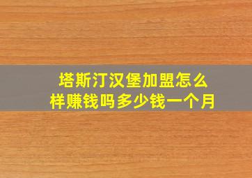 塔斯汀汉堡加盟怎么样赚钱吗多少钱一个月