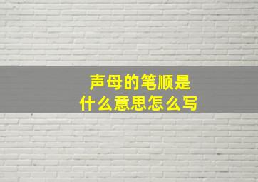 声母的笔顺是什么意思怎么写