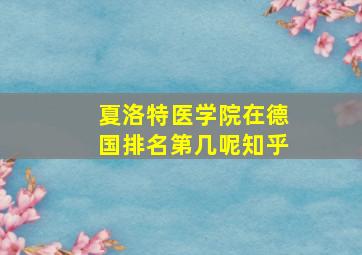 夏洛特医学院在德国排名第几呢知乎