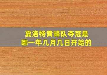 夏洛特黄蜂队夺冠是哪一年几月几日开始的