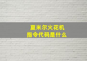 夏米尔火花机指令代码是什么