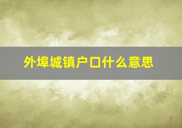 外埠城镇户口什么意思