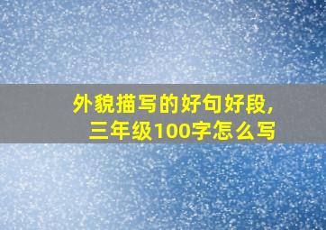 外貌描写的好句好段,三年级100字怎么写