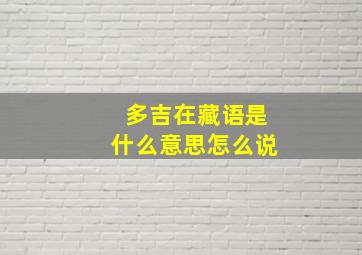 多吉在藏语是什么意思怎么说