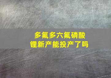 多氟多六氟磷酸锂新产能投产了吗