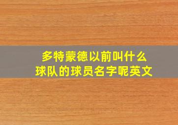 多特蒙德以前叫什么球队的球员名字呢英文