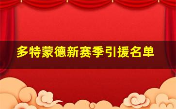 多特蒙德新赛季引援名单