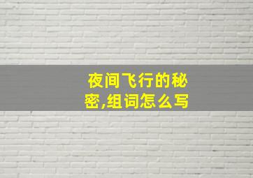 夜间飞行的秘密,组词怎么写