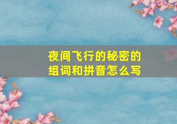 夜间飞行的秘密的组词和拼音怎么写